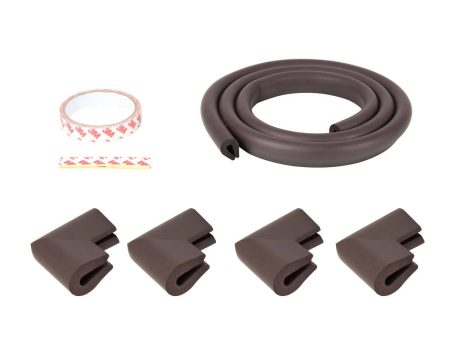 Safe-O-Kid Unique High Density 2 Mtr Long U - Shaped 4 Edge Guards With 16 Corner Cushions - D.Brown Online now