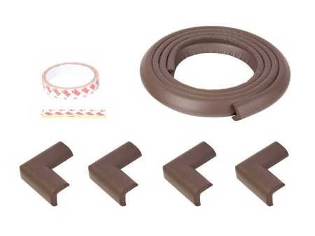 Safe-O-Kid Unique High Density L-Shaped 2 Mtr Long 2 Large Edge Guard With 8 Corner Cushions - Brown Discount