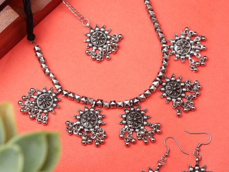 Cardinal Silver-Toned Oxidised Jewellery Set Fashion