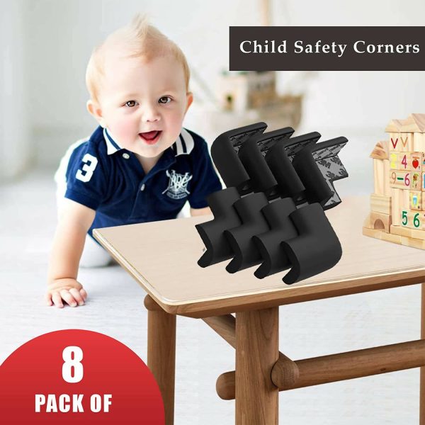 Safe-O-Kid Set of 8 Corner U Shaped Corner Guards for Kids safety- Black-Large Online now