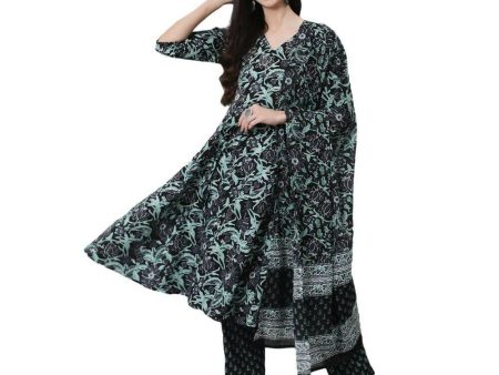 Anubhutee Women s Cotton Green Kurta Set For Cheap