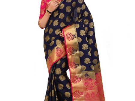 Mimosa Kanchipuram Silk Navy Blue Saree Online