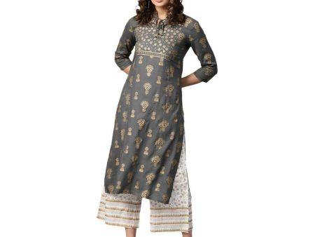 Anubhutee Women Printed Grey Kurta Set with Palazzo Supply