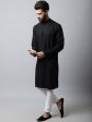 Even Apparels Black Color Linen Linen Men s Kurta With Side Placket (LN761) For Cheap