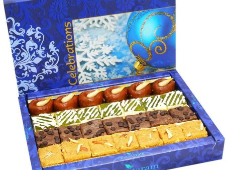 Ghasitaram Assorted Box of Kaju Chocolate Barfi, Mango Bite, Mathura Diya & Besan Barfi Fashion