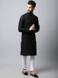 Even Apparels Black Color Linen Linen Men s Kurta With Side Placket (LN761) For Cheap