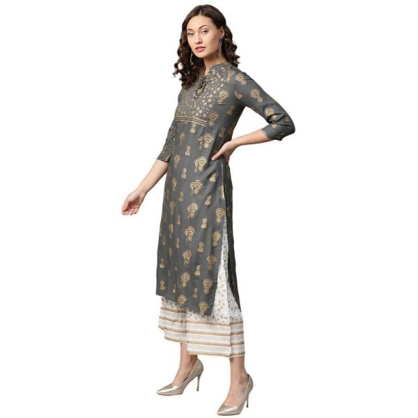 Anubhutee Women Printed Grey Kurta Set with Palazzo Supply