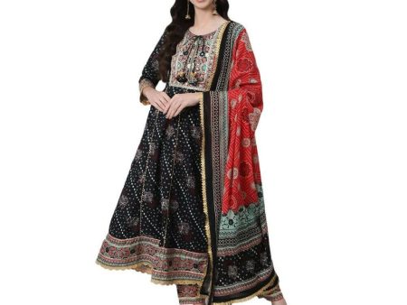 Anubhutee Women s Black Kurta Palazzo with Dupatta Set Cheap