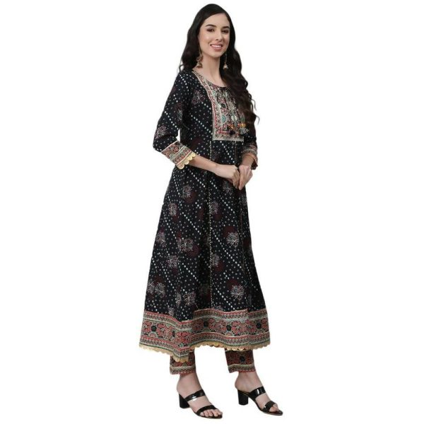 Anubhutee Women s Black Kurta Palazzo with Dupatta Set Cheap