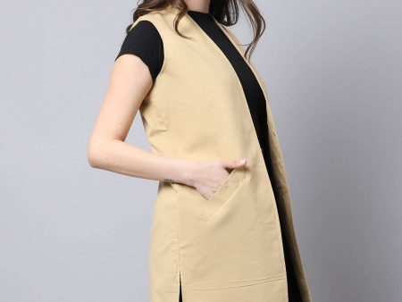 Even Apparels Brown Polywool Open Front Women s Long Coat PW724 For Cheap