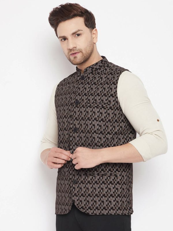 Even Apparels Black Merino Men Woven Nehru Jacket BF539 Supply