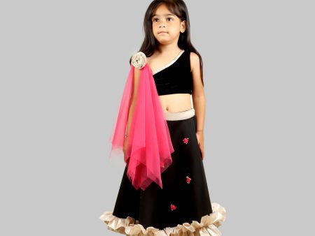 Pink Cow Fashions Black Ghagra Choli With Pink Dupatta Online