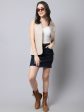 Even Apparels Cream Linen Cotton Open Front Women s Waistcoat Online