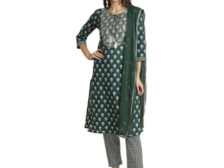 Anubhutee Women Green Kurta Trouser with Dupatta Set Online now