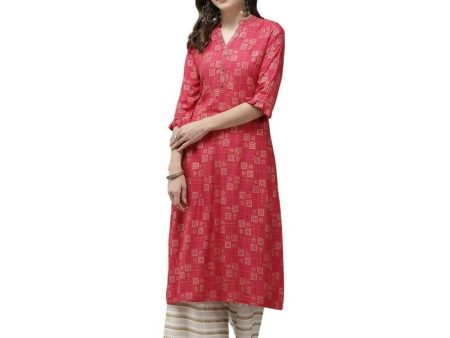 Anubhutee Women Printed Pink Kurta with Palazzos Supply