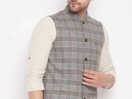 Even Apparels Brown Merino Men Woven Nehru Jacket PW729 Supply