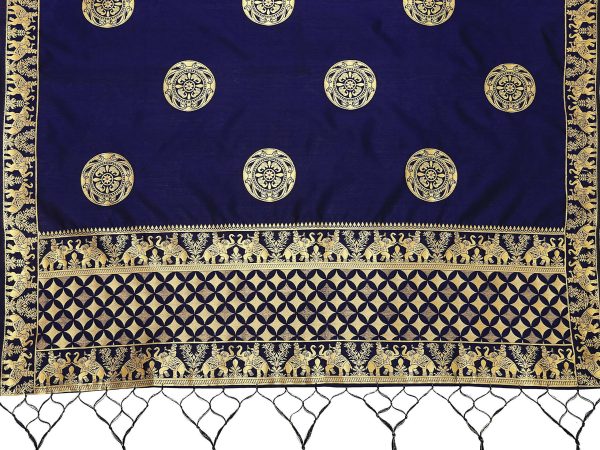 Mimosa Women s Banarasi Art Silk Navy Dupatta Supply