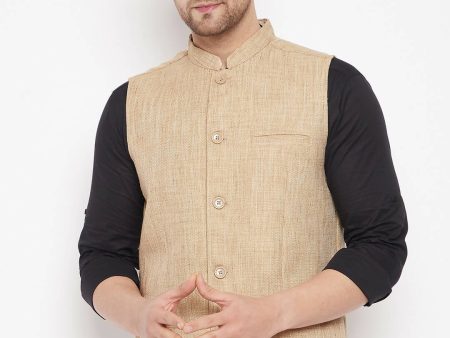 Even Apparels Beige Linen Men Woven Nehru Jacket LN719 Fashion