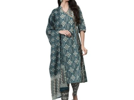 Anubhutee women s Blue Kurta Trouser with Dupatta Set Online Hot Sale