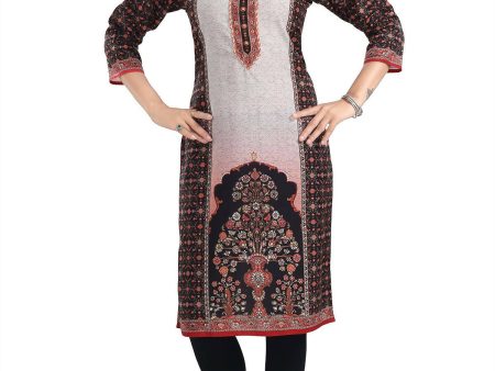 Snehal Creations Black Beauty Designer Digital Print Cotton Slub Fabric Long Kurti Tunic For Discount