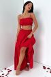 Selina Tiered Maxi Skirt - Red Cheap